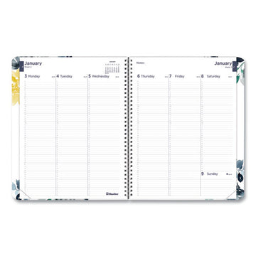 Blueline® Soft Cover Design Weekly-monthly Planner, Floral Watercolor Artwork, 11 X 8.5, White-blue-yellow, 12-month (jan To Dec): 2022 freeshipping - TVN Wholesale